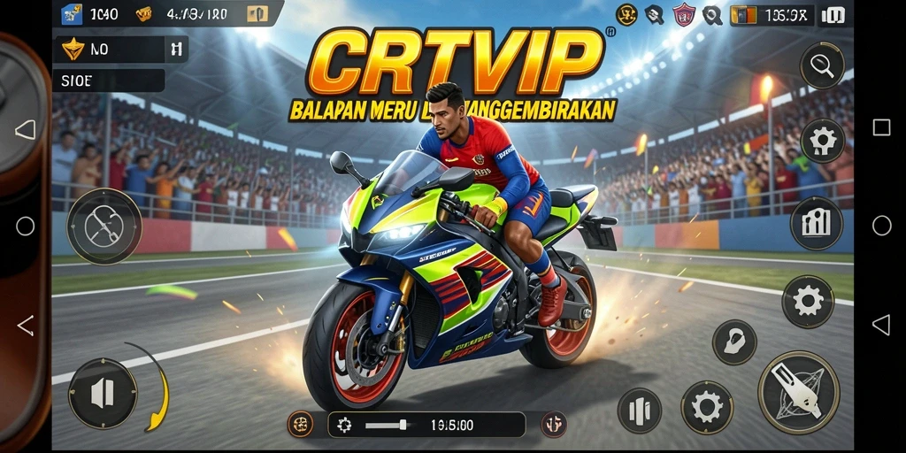 Tampilan seru balapan motor di CR7VIP saat bersaing di lintasan.