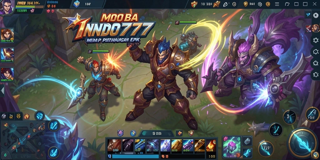 Tangkapan layar gameplay epik dari INDO777 di arena pertempuran.