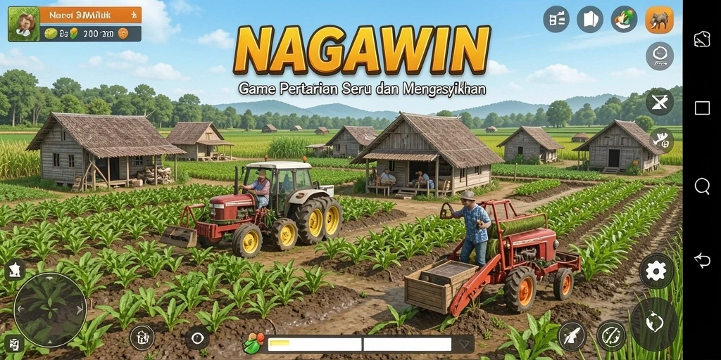 Screenshot NAGAWIN menampilkan petani yang sedang merawat tanaman.