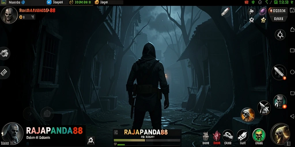 Tampilan gameplay menegangkan dengan kegelapan dan makhluk mengerikan.
