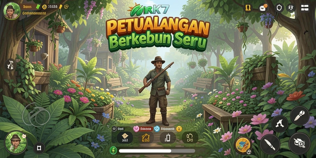 Tampilan gameplay RK77 yang menampilkan proses berkebun yang seru.